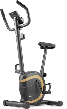 Велотренажер Hop-Sport HS-015H для дому, компактний, для літніх людей, із пульсометром та антиковзаючими педалями, золото