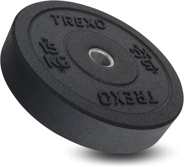 Олімпійський бампер-диск TREXO 15 кг для штанги, гумовий, 50 мм, для кросфіту та силових тренувань