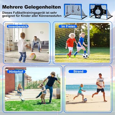 Дитячі ворота для футболу Pop Up, садові, Outdoor з мішенями, 3 цілі, 6 перешкод, з сумкою (Блакитні)