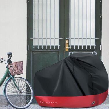 Водонепроникний чохол для велосипеда з отворами для замка – для всіх велосипедів та електровелосипедів – захист від дощу, снігу та UV – на 2 велосипеди (Чорний+Червоний для 1 велосипеда)