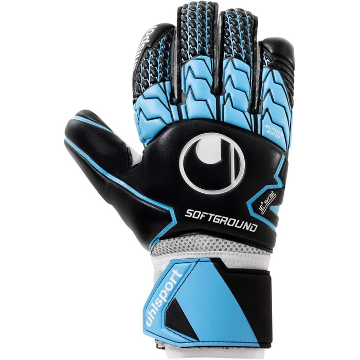 Воротарські рукавички Uhlsport Soft HN Comp для дорослих, чорні/блакитні/білі, розмір 10.5, футбольні унісекс