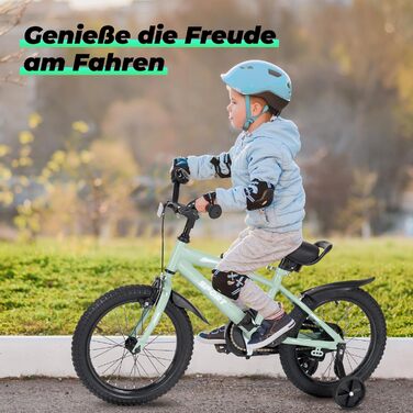 Дитячий велосипед BODIOO 12 дюймів, з регульованим сидінням, двома гальмами, підставкою, відбивачем та бризговиком, для дітей 84-97 см, колір м'ятно-сірий