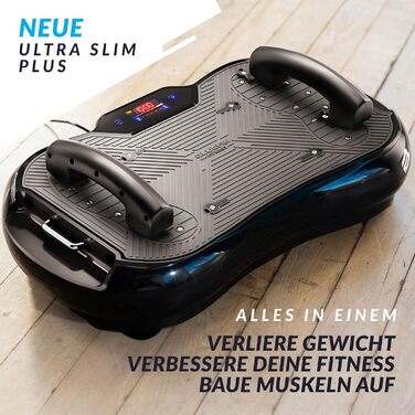 Вібраційна платформа Bluefin Fitness Ultra Slim Plus для нарощування м’язів і тренування всього тіла, з еспандерами, тиха, компактна, для домашніх тренувань