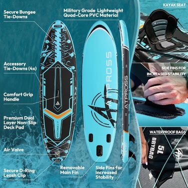 Надувне SUP-борд (305 x 91 см) з аксесуарами та рюкзаком (блакитний/з сидінням)