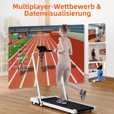 Бігова доріжка Raceable Superun Walking Pad для дому, складана, до 12 км/год, під стіл, 136 кг, з керуванням через додаток та режимом багатокористувацьких перегонів
