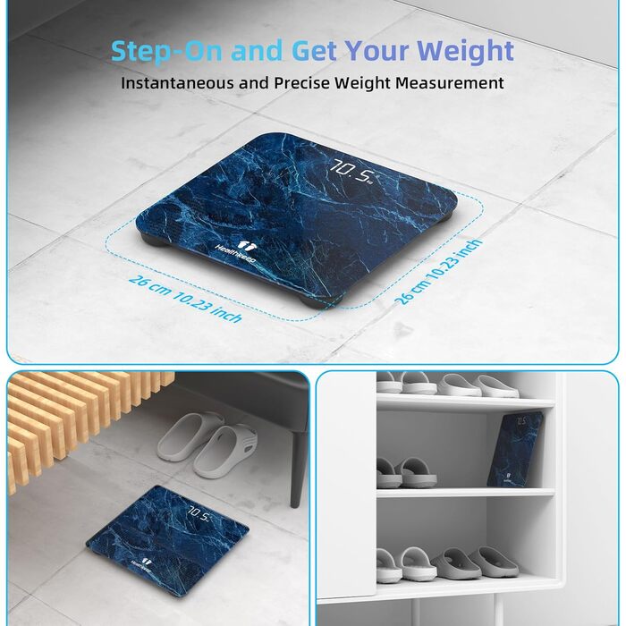 Цифрова вага Healthkeep з LED-дисплеєм, точна, до 180 кг, дерев'яний дизайн