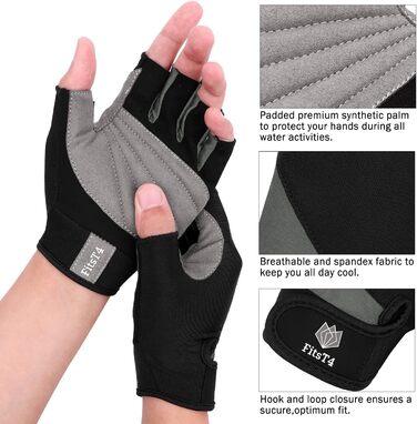 Спортивні рукавички FitsT4 для серфінгу та водних видів спорту, 3/4 пальці, посилені, антиковзаючі, сірі (S)