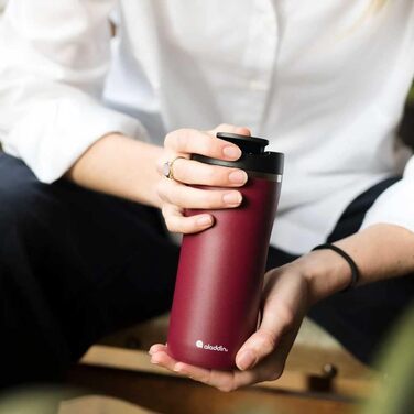 Термочашка Aladdin Barista Mocca 0.35 л, нержавіюча сталь, герметична, для кави, зберігає тепло 3 години, BPA-free, бордова, для подорожей, для напоїв, підходить для миття в посудомийці