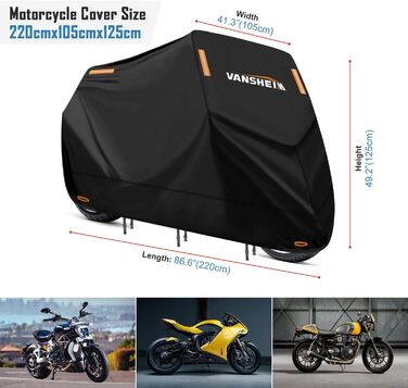 Водонепроникний чохол для мотоцикла VANSHEIM 220x105x125 см, 420D Oxford, зимовий, для скутера/моторолера