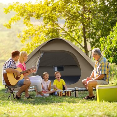 Сімейне намет UNP для 3 осіб, водонепроникний, вітростійкий, з захистом від дощу, простий у встановленні, портативний купольний намет для кемпінгу, 240 x 210 x 120 см (Хакі)