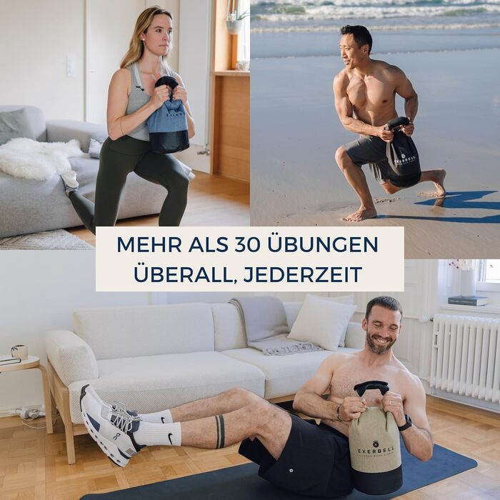 Регульована гантель-гиря Exerbell 2-14 кг, складана, водо- та пісочний мішок, для силових тренувань, чорна, 2 шт.