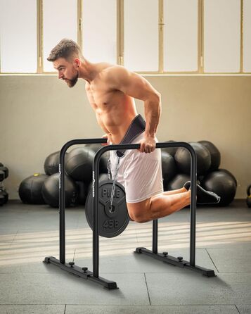 NEOLYMP Dip Station для віджимань: 400 кг, регульована ширина, з E-Book, антиковзні ніжки. Комплект для фітнесу вдома (турнік + еластична стрічка)