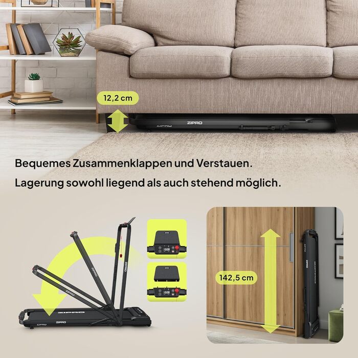 Біговий доріжка ZIPRO Newlite Klappbar: складаний, 1-10 км/год, до 110 кг, LED-дисплей