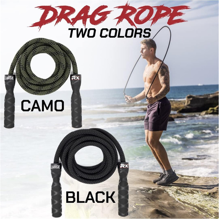 Стрибкове канатка Rx Smart Gear з неслизькими ергономічними ручками, важезним поліпропіленовим канатом для фітнесу та тренувань, кардіотренувань, WOD, швидке стрибкове канатка для чоловіків та жінок, чорний, великий