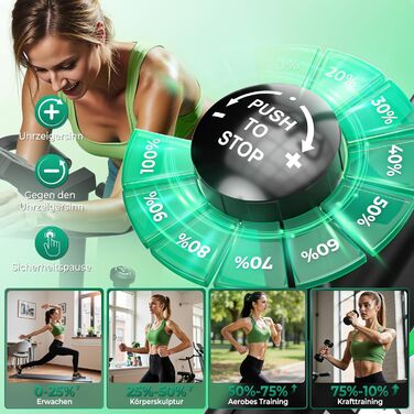 Магнітний велотренажер ONETWOFIT 2026 з LCD-дисплеєм, регульованим опором 0-100% та тримачем для планшета, чорний, до 160 кг