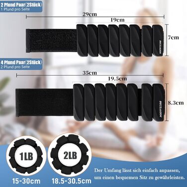 Важільки для ніг та рук BECOJADDE: комплект 2 шт (0.45 кг / 0.9 кг) для кардіотренувань, бігу, ходьби та силових вправ (чорний)