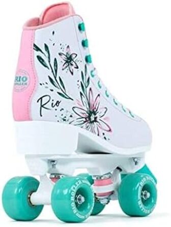 Роликові ковзани Rio Roller Flora Artist для хлопчиків, 4 колеса, білий колір з квітковим дизайном, розмір 38