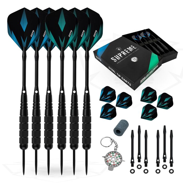 KOTO Supreme Brass Giftset: Дротики мідні преміум класу (23 г) з алюмінієвими стержнями та польотними пір'ями 100 мікрон