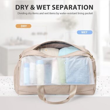 Спортивна сумка VNINE для жінок: легка, водонепроникна, для подорожей, фітнесу та тренувань (Beige)