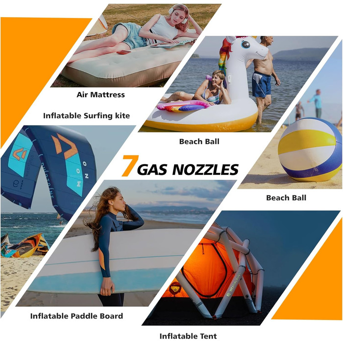 Електричний насос для SUP-дошки dwndpump 20 PSI: інтелектуальний двоступеневий компресор для надування та здування, портативний акумуляторний насос для сапбордів, човнів та кемпінгових наметів, помаранчевий