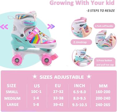 Ролики дитячі ERNAN, регульовані, світлодіодні, для дівчаток та хлопчиків, підходять для початківців, ідеальні для подарунків на Різдво та день народження, кольорові