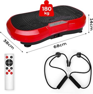 Вібраційна платформа з ультра тихим мотором, 120 рівнів, 10 програм, 68x38x14 см, до 180 кг, з пультом і тренувальними стрічками для всього тіла, для схуднення