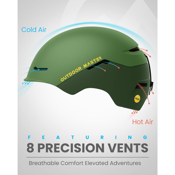 Лижний шолом OutdoorMaster ELK MIPS для сноуборду та гірських лиж, захисний, для чоловіків, жінок та підлітків, колір лісовий зелений, розмір L