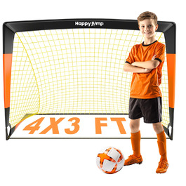 Ворота для футболу Happy Jump Pop-Up – розкладні для дітей та дорослих | 1 або 2 ворота: 120x90 / 152x110 / 213x152 см | З м'ячем, насосом, конусами та мішенню (опціонально) | Для саду та подарунка (1-120x91CM)