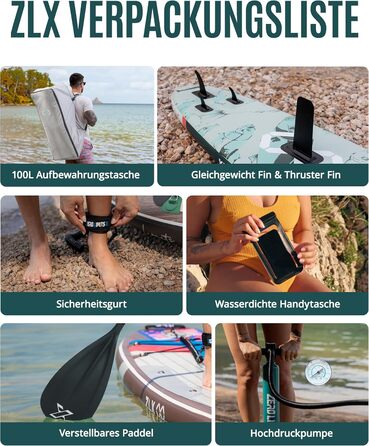 Надувний SUP Борд ZLX 350см з сидінням: велика вантажопідйомність 250кг, для дорослих та початківців, стабільне антиковзне покриття, насос, весло (фіолетовий колір)
