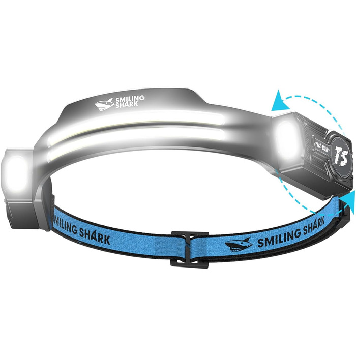 Налобний ліхтар акумуляторний Smiling Shark, 2 шт. Суперяскравий LED налобний ліхтар з регулюванням світла, датчиком руху, 2400 mAh, 5 режимів. Для бігу, походів, кемпінгу.