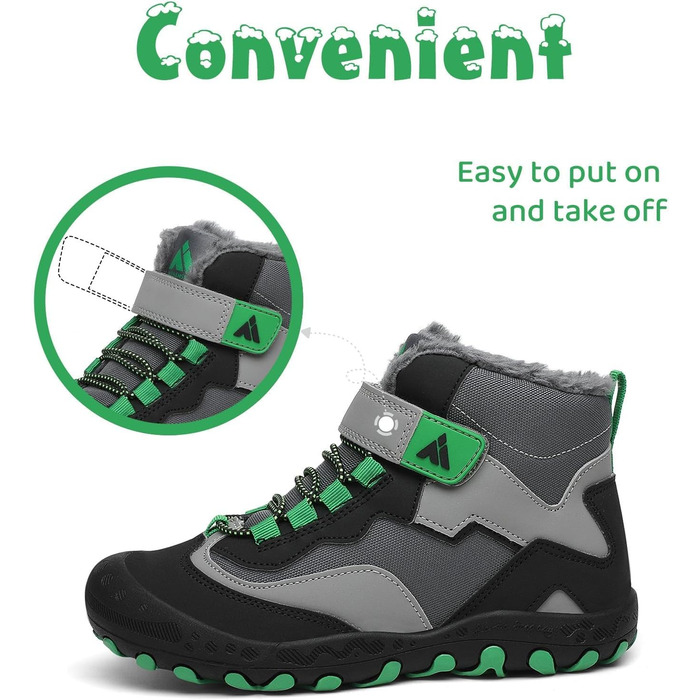 Дитячі зимові черевики Mishansha: теплі, водонепроникні, антиковзаючі, р.24-38 (EU 28), чорні