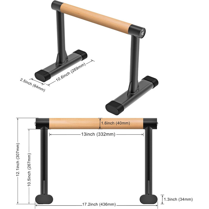 Паралелетки Kipika для віджимань та висипань, фітнес-паралелетки для гімнастики та силових тренувань, 600 lbs (272 кг) вантажопідйомність, 12' (365 см) висота