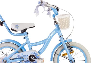 Дитяче велосипед Sun Baby Flower Bike для дівчаток, 14 дюймів, знімний ручка-штовхач, 2-6 років (Блакитний)