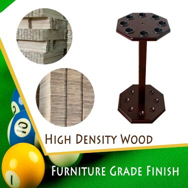 Стійка для більярдних київ на 8 київ, аксесуар для більярдного столу, дерев'яна підставка, підставка для київ, більярдний аксесуар (FLOOR-8-MAHOGANY)