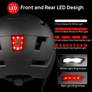 Велосипедний шолом ILM з візором і LED-світлом для міста та гір, унісекс, модель E3-10L