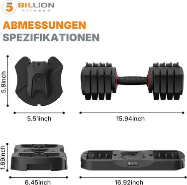 Набір регульованих гантелей EnterSports 10 кг, 5-в-1, для дому та фітнесу