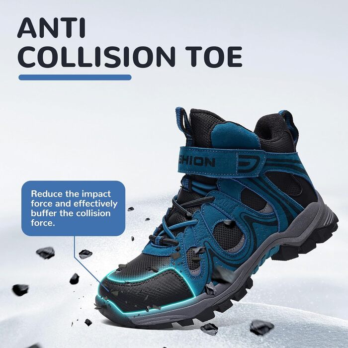 Дитячі зимові черевики ASHION для хлопчиків та дівчаток, снігоступи, теплі, з підкладкою, трекінгові черевики (33 EU, небесно-блакитний)