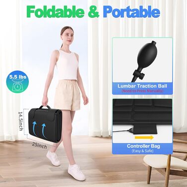 Масажер для спини Shiatsu з підігрівом, крісло-масажер для зняття стресу, глибока масажна-кнезіруюча та ролерна функція, 2 вібраційні мотори, масаж спини, талії та стегон, PU-шкіра, з 2 блоками живлення (Чорний)