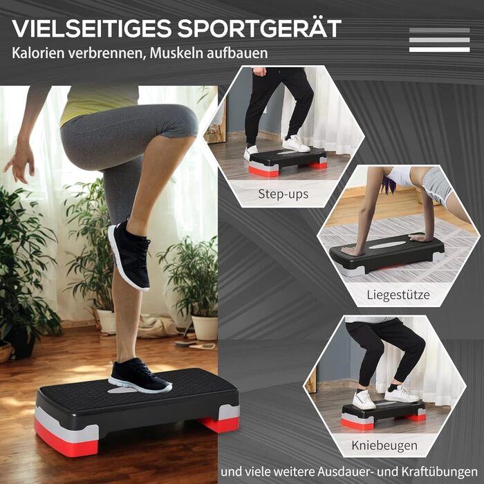 Степпер для фітнесу та аеробіки, регульована висота, лавка для степу. Неслизьке тренажерне обладнання для офісу та дому. Тренажери для дому