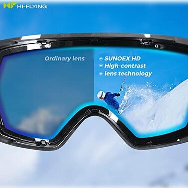 Гірськолижна маска eECO-FLYING для жінок і чоловіків, антифог OTG, магнітна, змінна REVO лінза, подвійна циліндрична, термоформована, сірий/синій