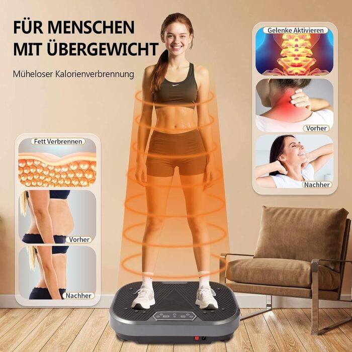 Платформа для вібраційного тренування KRYLIX: схуднення, лімфодренаж, фітнес з еластичними гумками для жінок та чоловіків