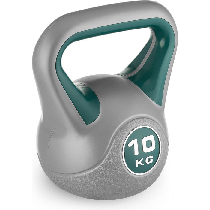 Гиря Gymtek 10 кг для кросфіту та фітнесу, ергономічна ручка, темно-зелена, для силових тренувань вдома та в залі