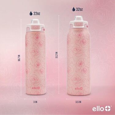 Термобутилка Ello Pop & Fill з нержавіючої сталі, швидке наповнення, подвійна вакуумна ізоляція, герметична кришка, багаторазова пляшка для води