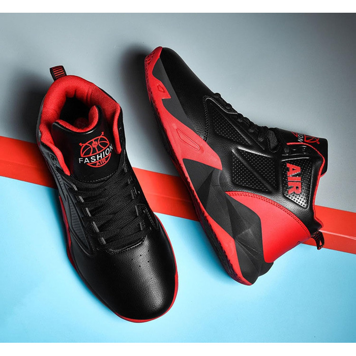 Чоловічі баскетбольні кросівки High Top, стильні бігові кросівки (чорний) (36 EU, червоний)