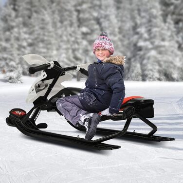 Слалом-санчата з гальмами та ручкою для дітей та дорослих, 80 кг, червоно-білі