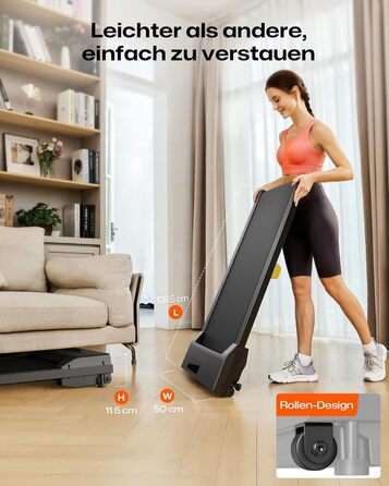 UREVO Walking Pad - біговий килимок з регулюванням нахилу 9%, тихий, з амортизацією, 2.5 к.с., для дому/офісу, з пультом, без монтажу, чорний