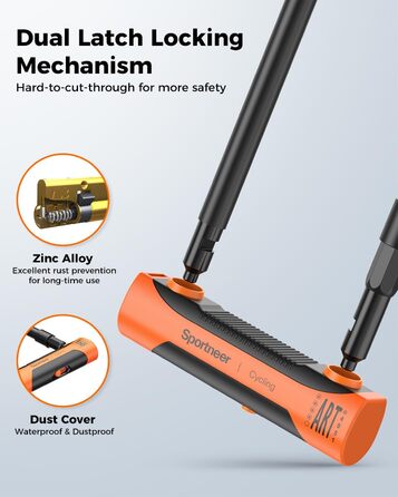 Замок для велосипеда Sportneer Bügelschloss 20 мм: висока безпека, сталевий трос 1.8 м, монтажний кріплення