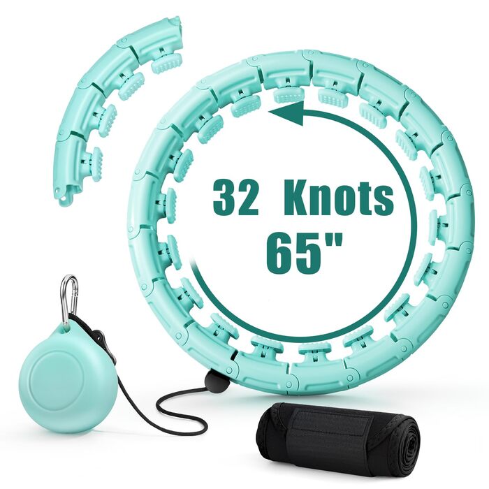 Обруч для схуднення Weighted Hoop Plus Size Mintgrün з 32 знімними секціями для фітнесу та масажу, для дорослих та початківців
