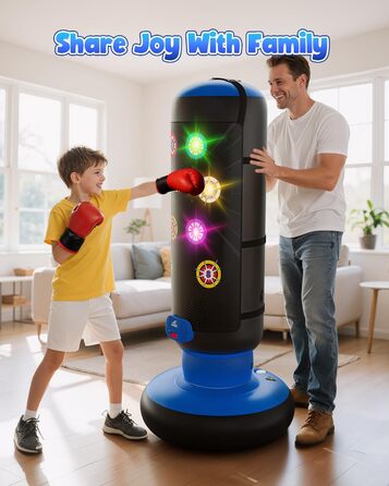 Інтерактивний боксерський мішок для дітей з підсвіткою та звуком, блакитний. Підходить для хлопчиків 6-12 років