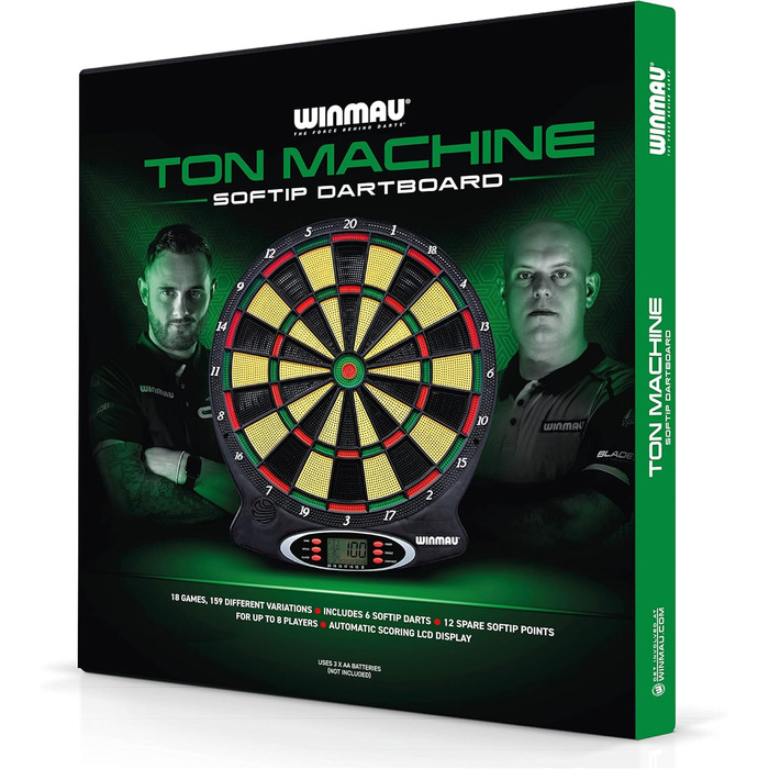 Електронна дартс-дошка WINMAU Ton Machine з м'якими наконечниками та дротиками